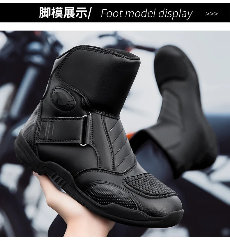 Motorcycle Boots Waterproof Leather Motorbike Protective Boots Motocross Riders Gear Men Women Moto Cycling Shoes Non-slip