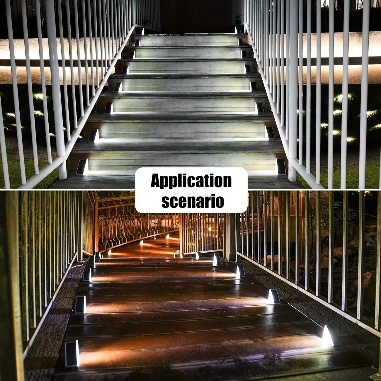 2PC Solar Garden Lights, Stair Step Lights, Outdoor Waterproof Sensor Step Lights, Home Base Lights, Lighting Pathway Lamps, Fen