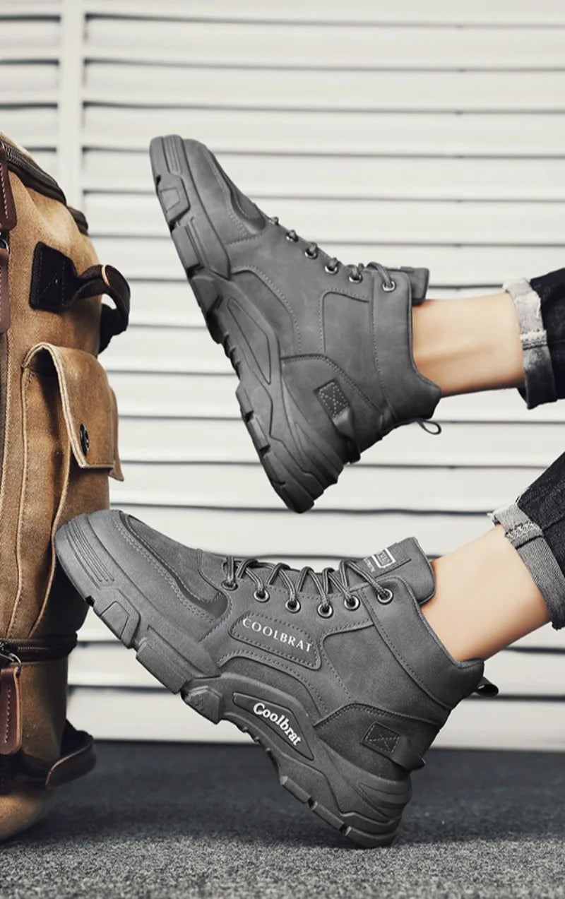 2024 Men's Boots Casual Shoes Winter Leather Designer Luxury Ankle Boots Platform Work Safety Shoe Sports Shoes Men's Boot Botas