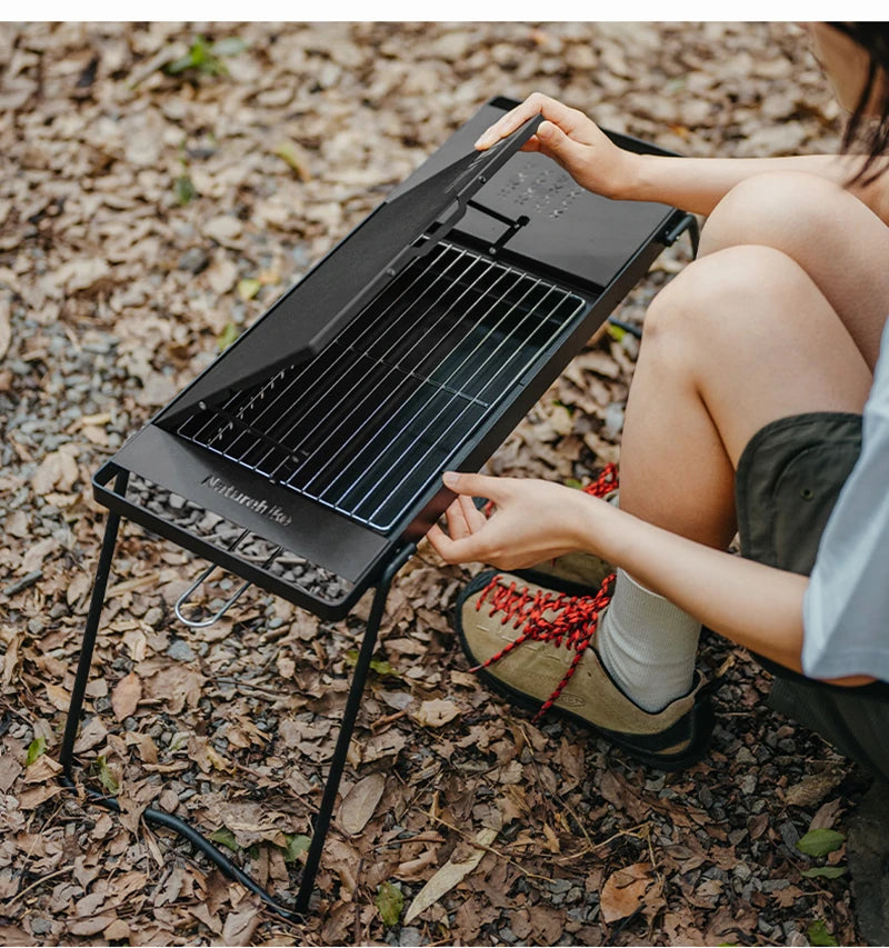 Naturehike Camping Portable Foldable Barbecue Grill Outdoor Mini Camping Grilling Rack 2-speed Adjustable Fire Mini BBQ Table