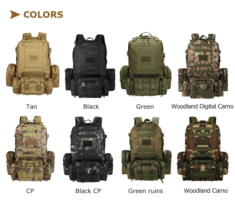 YAKEDA Tactical Backpack Outdoor Mountaineering Tactical Bag Sports Men and Women Large Capacity Wear-resistant Picnic Camping