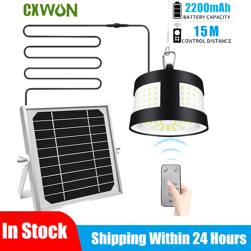 Solar Pendant Light with Motion Detector Outdoor 5M Cord Detached Indoor Waterproof Solar Shed Light for Garage Spotlights