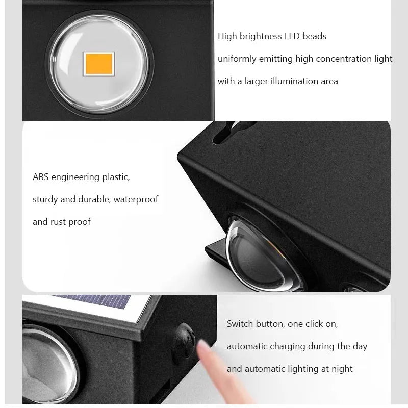 Outdoor Floodlight 4/6/8LED Solar Wall Lamp Upper And Lower Lighting Solar Powered Waterproof Streetlight for Balcony Courtyard