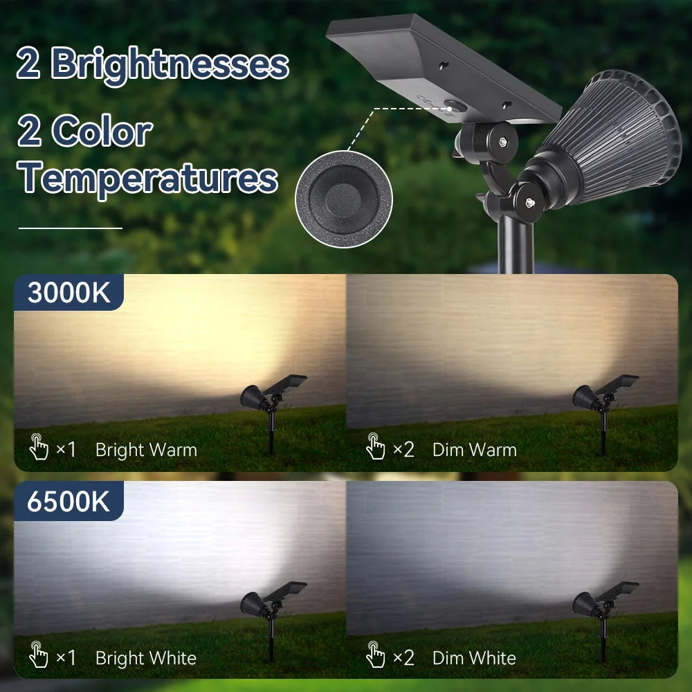 Outdoor Solar Spotlights Waterproof Tree Lighting Home Garden Solar Light Exterior Decor LED Lawn Spike Lamps for Courtyard Path