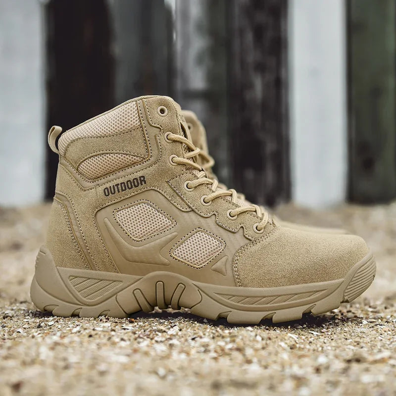 2024 New Tactical Mens Desert Combat Boots Work Safty Shoes Leather Boots Waterproof Ankle Boot Men's Hunting Shoes Size 47