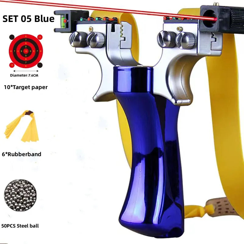 Powerful New Laser Slingshot Upgrade Outdoor Shooting Catapult Double Screw Quick Pressure Rubber Band Toy Hunting Tools Outdoor