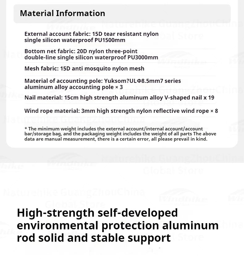 Naturehike Opalus UL Tunnel Tent 2-3 Person 15D Nylon 4 Season Hiking Tent Lightweight Large Space Outdoor Travel Camping Tent