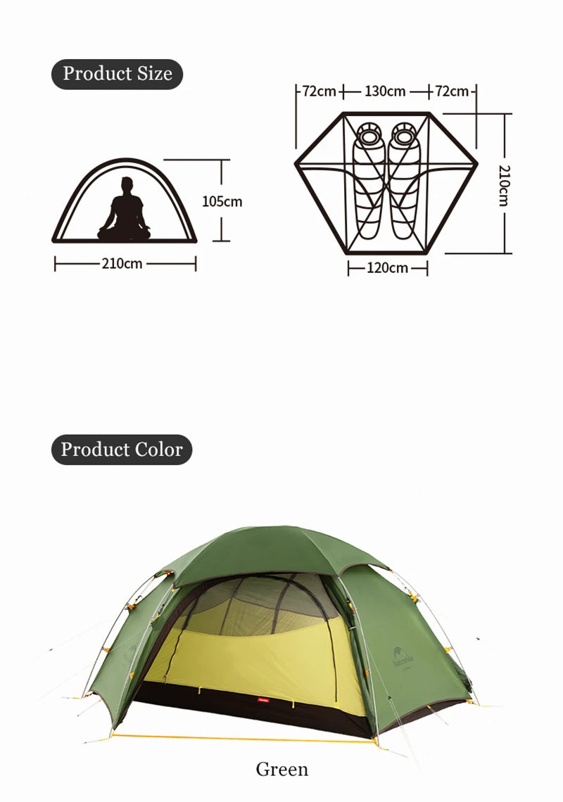 Naturehike Cloud Peak 20D Nylon Tent Ultralight 2 Persons Camping Hiking Outdoor Tent 4 Season Double Layer Backpack camper Tent