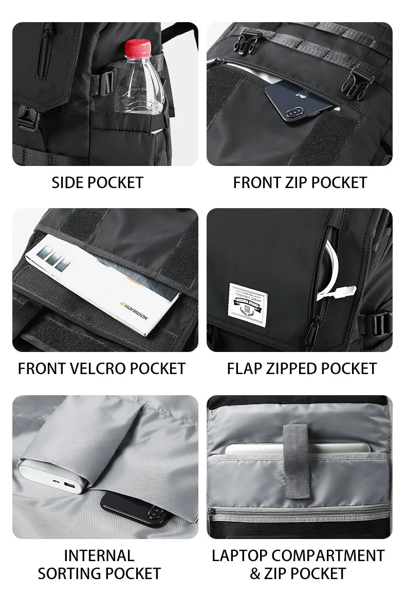 Roll Top Backpack for Men, Water Resistant Expandable, 17.3 inch Laptop Backpack for Commute Travel, 40 Max Liter Rucksack