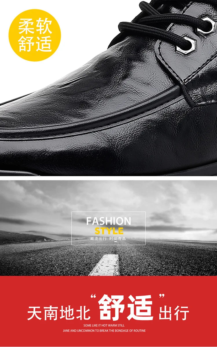 Winter Cotton Shoes Men Fashionable High-top Wear-resistant Shoes Thick-soled Plus Velvet Snow Boots Outdoor Non-slip Work Boots