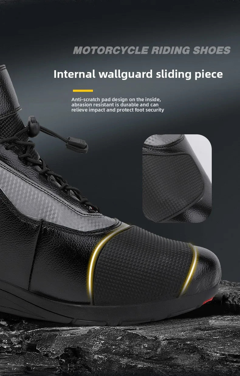 Motorcycle Shoes Men Off-road Adventure Motocross Low Boots  Retro Black Riding Shoes Rubber Sole Waterproof Motorcyclist Shoes