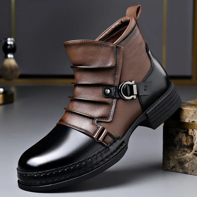 Autumn Winter Retro Ankle Boots for Men Fashion Casual Size Zipper Motorcycle Boots Man New Designer Warm Platform Shoes Male