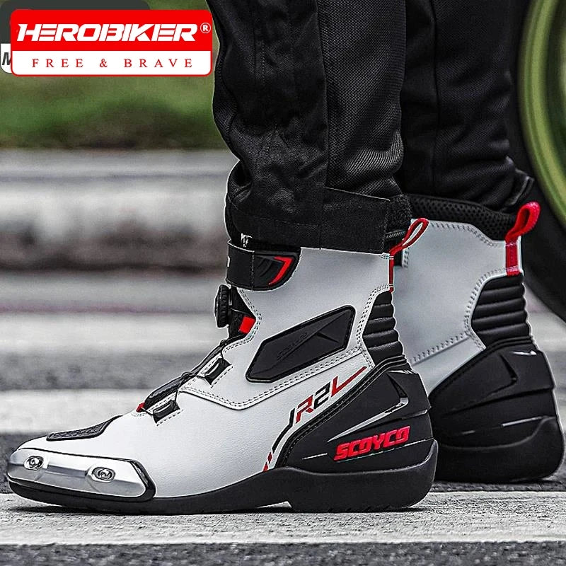 SCOYCO Motocross Boots Men Anti-fall Non-slip Motorcycle Protective Boots Breathable Wear-resistant Motorcyclist Shoes Equipment