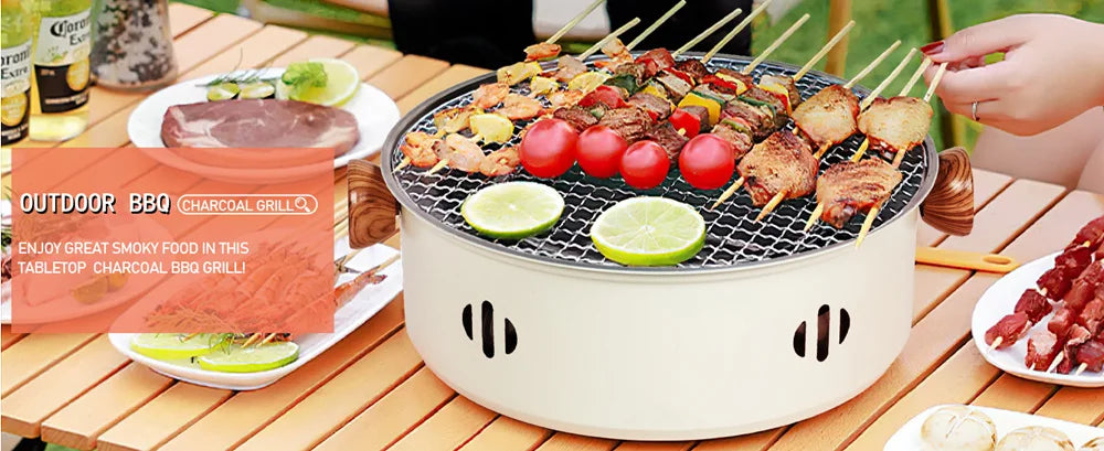 Mini Charcoal Barbecue Grill for Home Outdoor Camping Beach Picnic BBQ Grill Barbecue Stove, Multifunctional Charcoal BBQ Stove