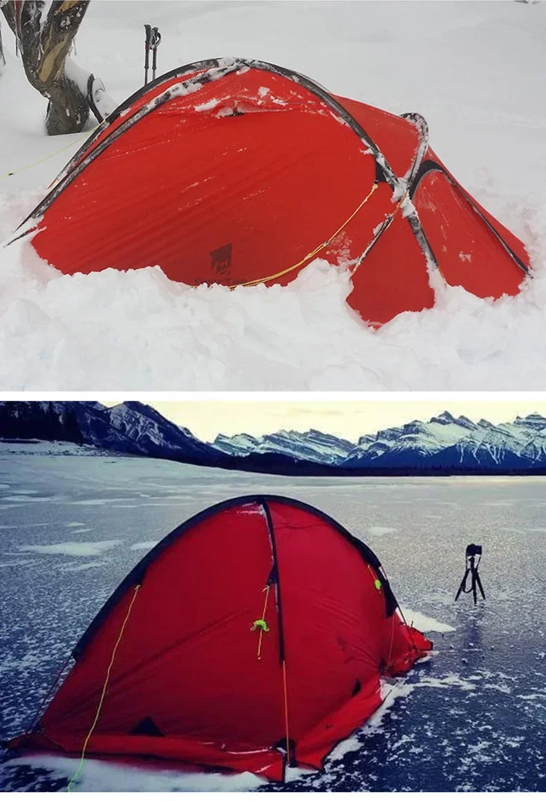 2 Person 4Season 20D Silicon Coated Tent Aluminum Rod Outdoor Camping 1Hall 1Room Rainproof with Snow Skirt Hiking Cycling Tour