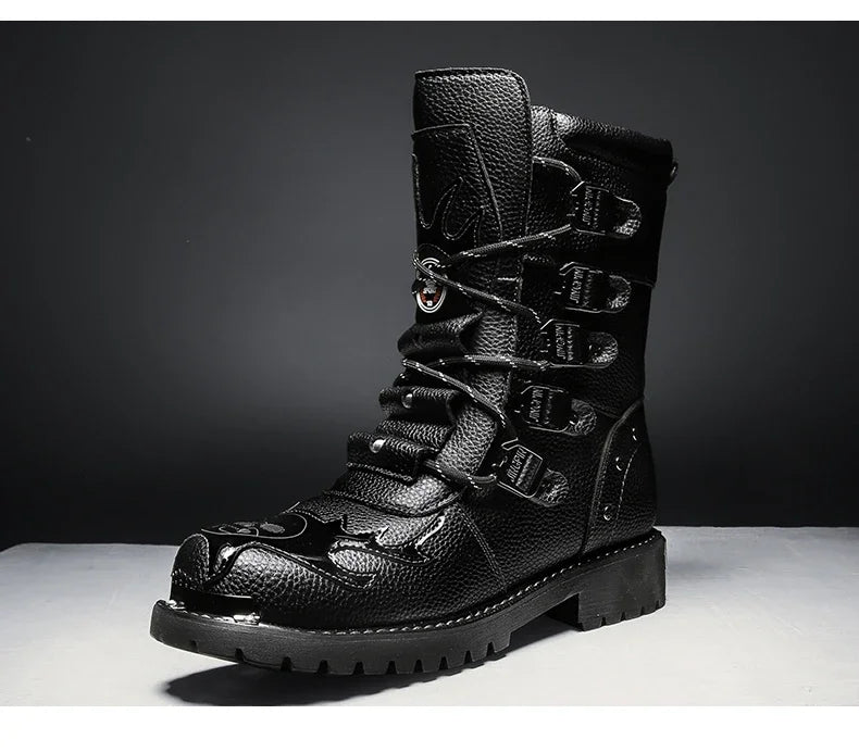 Motorcycle boots four season new men's outdoor fashion plus size high top Cycling shoes comfort anti-collision protective boots