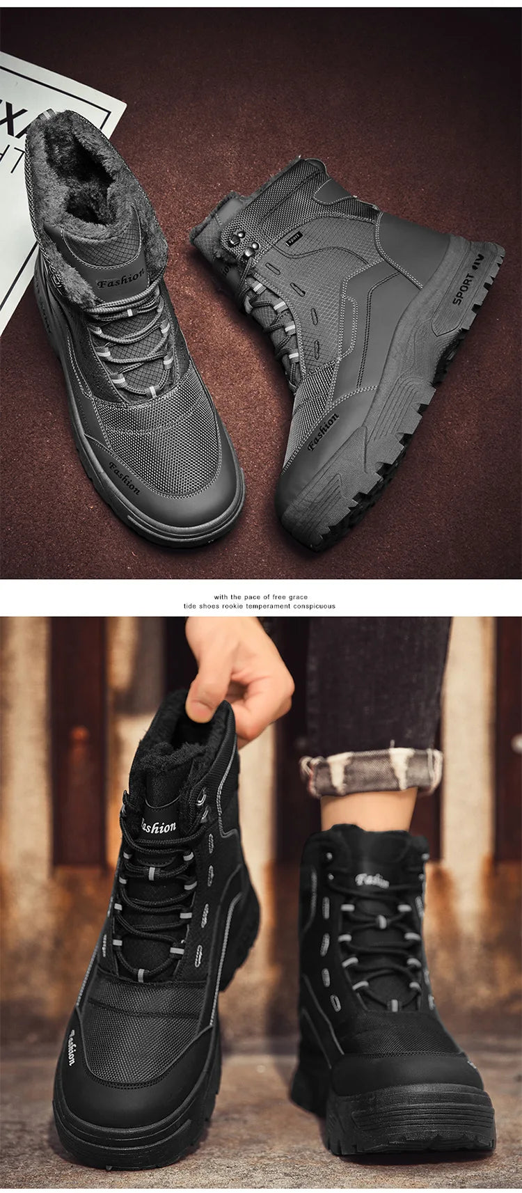 Winter Warm Men Boots Platform Boots High Top Men's Cotton Shoes Non-slip Working Ankle Boots for Men 2024 Short Plush Snow Boot