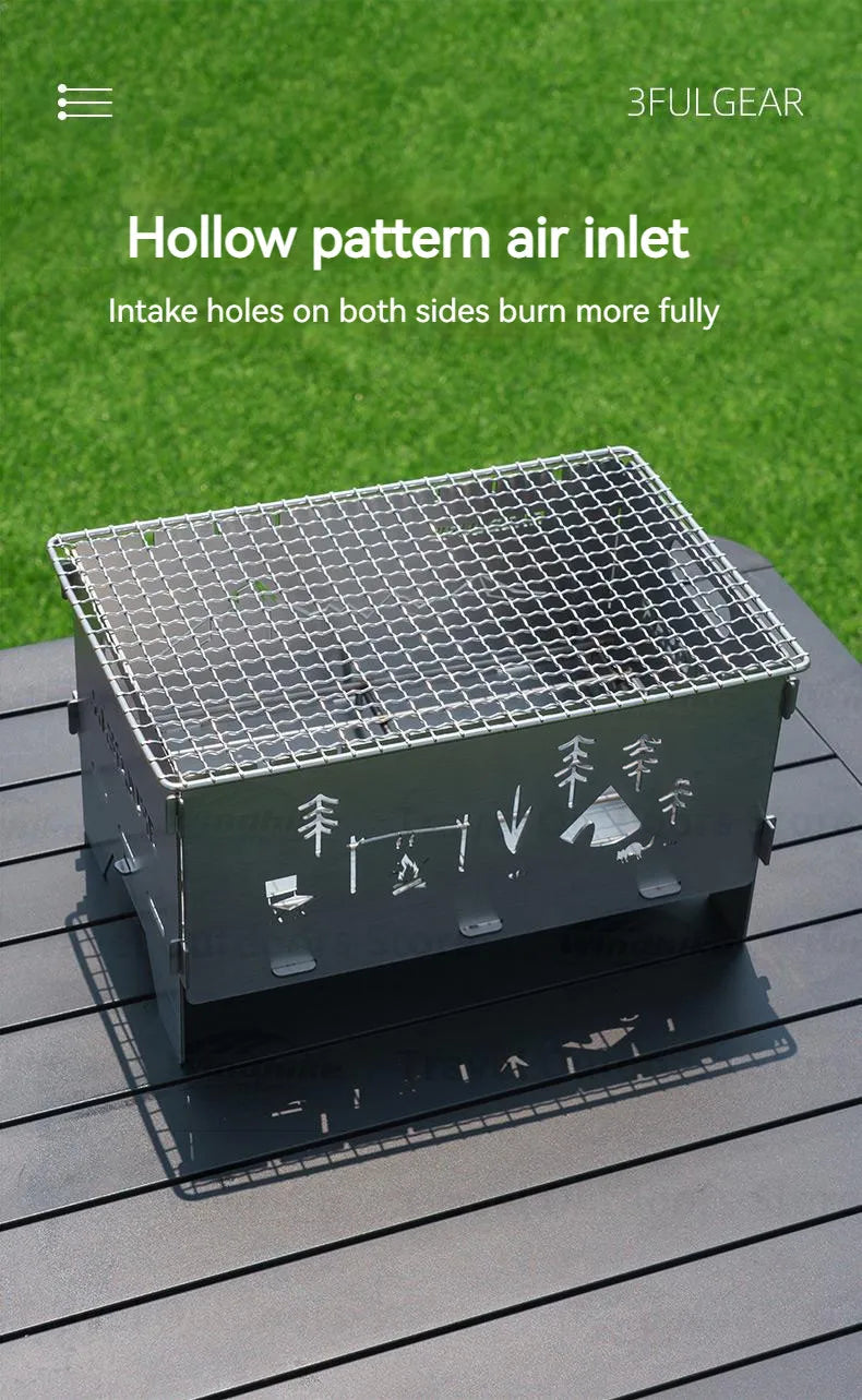 3F UL GEAR Camping Folding Firewood Stove All-In-One Style Tabletop BBQ Furnace 2.2kg Ultralight Outdoor Cooking Equipment Oven