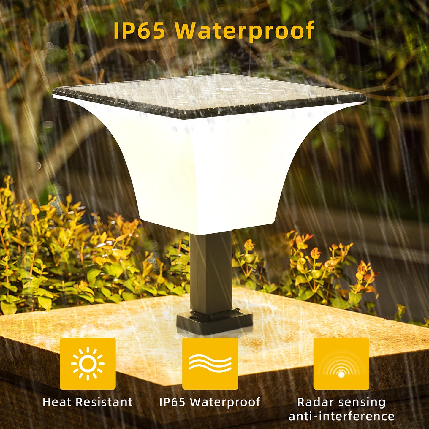 Solar Wall LED Lights with Radar Sensor Outdoor Waterproof Solar Stigma Light Outdoor Porch Light for Garage Entryway Lighting