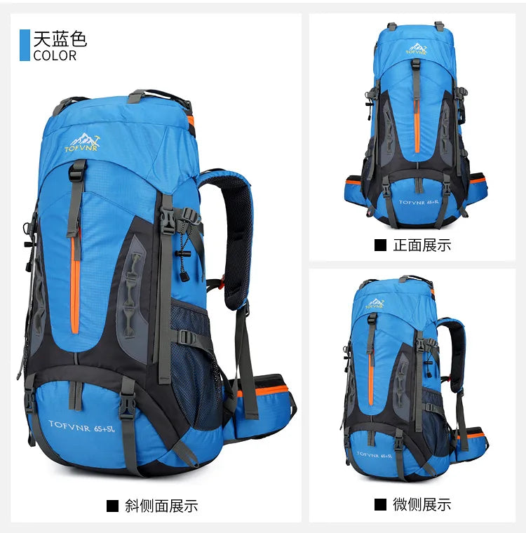 2025 cross-border outdoor hiking bag shoulder hiking sports bag waterproof bag backpack large capacity polyester backpack a001