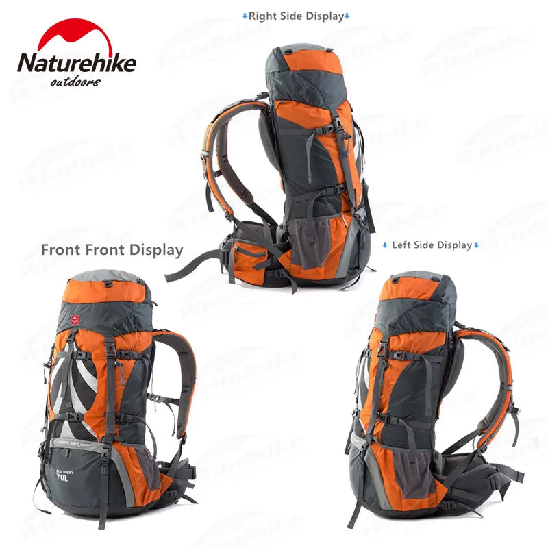 Naturehike 70L+5L Hiking Backpack Waterproof Outdoor Mountaineering Bag Knapsack Softback Big Capacity Rucksack With Rain Cover