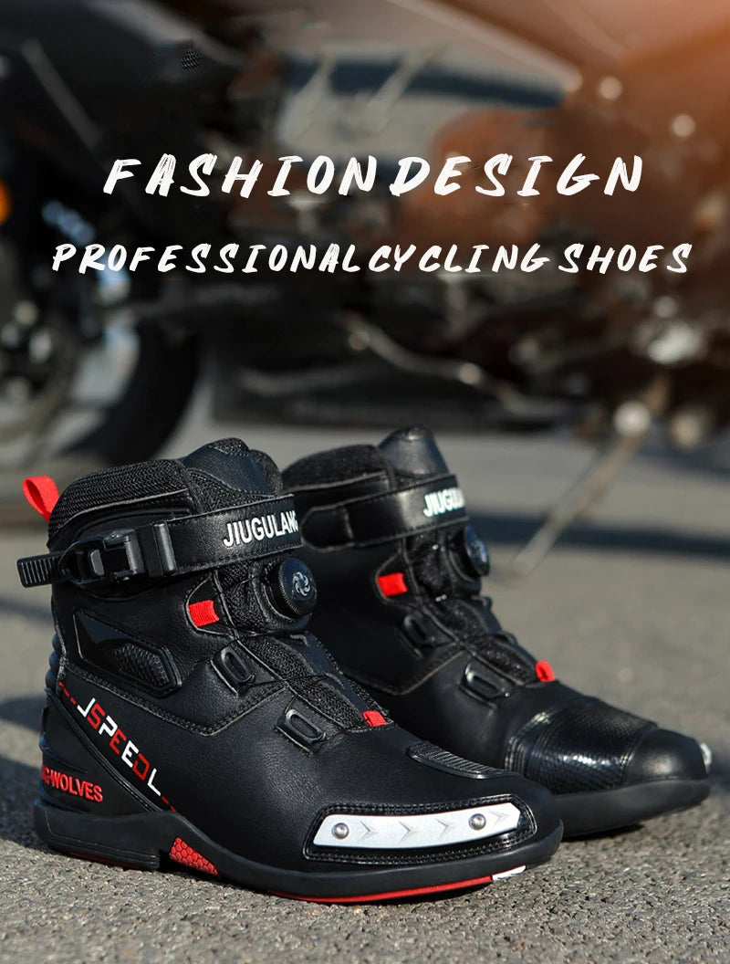 2024 New Motorcycle Boots Man Leather Motos Riders Protective Boots Waterproof Non-slip Motocross Mountain Racing Shoes