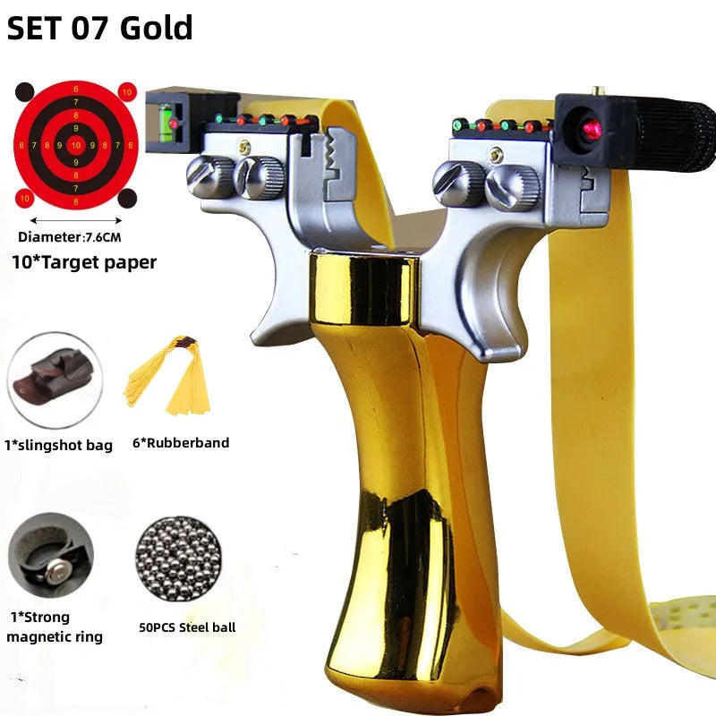 Powerful New Laser Slingshot Upgrade Outdoor Shooting Catapult Double Screw Quick Pressure Rubber Band Toy Hunting Tools Outdoor