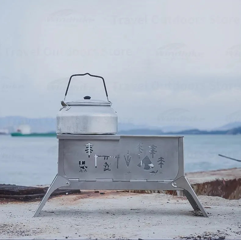 3F UL GEAR Camping Folding Firewood Stove All-In-One Style Tabletop BBQ Furnace 2.2kg Ultralight Outdoor Cooking Equipment Oven