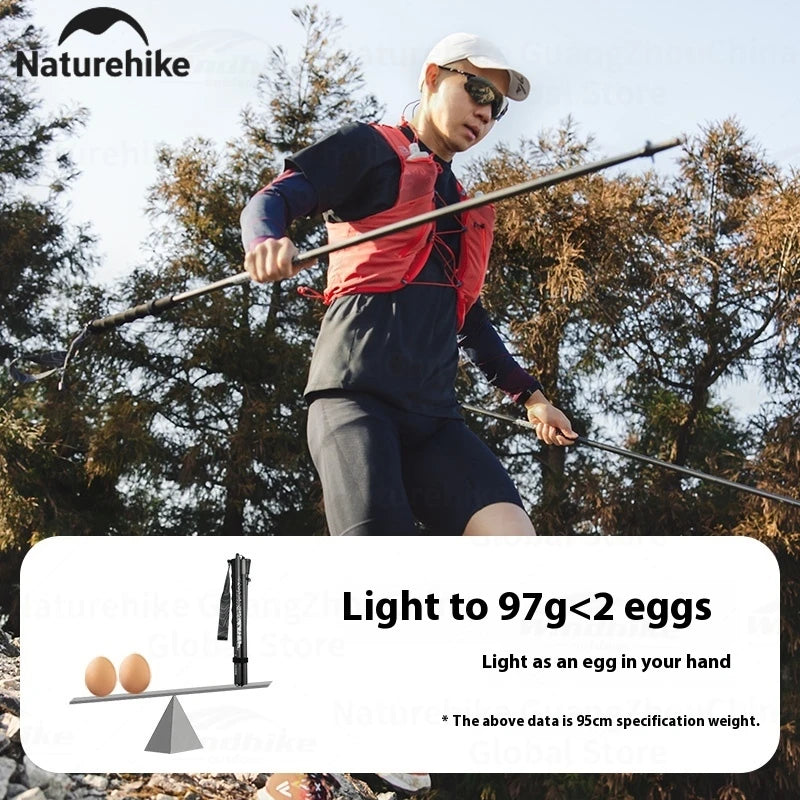 Naturehike 3K Carbon Fiber Collapsible Telescopic Sticks Trekking Pole Folding Portable Walking Stick Staff for Hiking Climbing