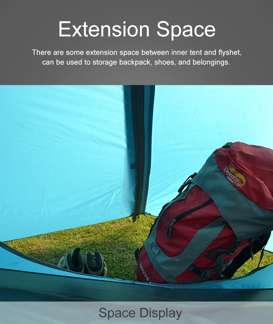 Desert Fox Camping Tent with Snow Skirt Winter Type 2 Persons Warm Tents for Hiking Travelling 4 Seasons Outdoor Backpack Tent