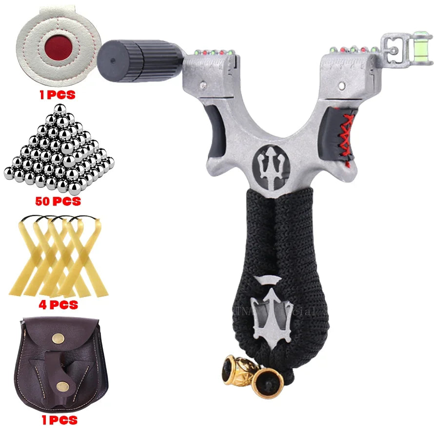 High precision Hunting Laser Alloy Slingshot with Rubber Band Outdoor Sports Hunting Shooting Catapult accessories