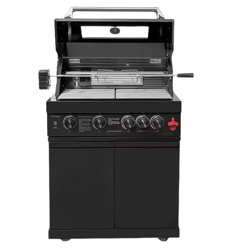 Outdoor Gas Black Stainless-Steel Build in BBQ Grills Plate Natural Gas Cooker With Oven and Grill Camping Barbeque Gas Grill