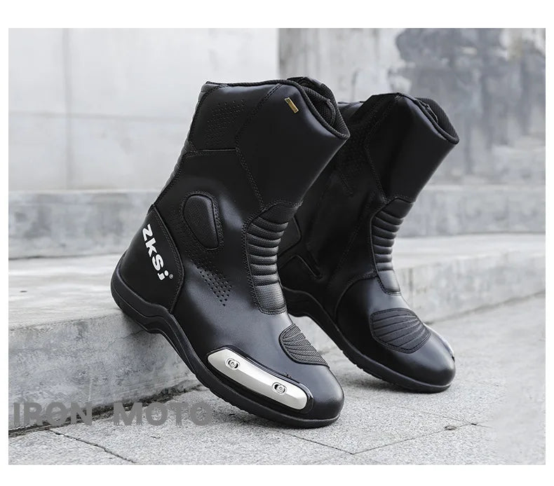 Motorcycle Shoes Full Leather Motocross Boots with Shifter Guard Cafe Boots Enduro Boots for Touring&hiking Moto Protection Gear