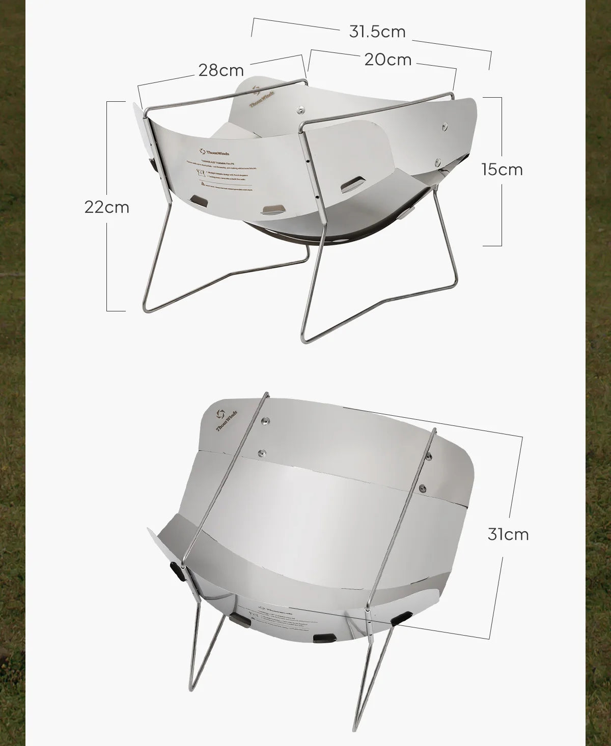 Ultralight Folding Fire Pit Grill – Portable Wood Burning Camp Stove for Outdoor Camping, BBQ Rack with Bonus Grate