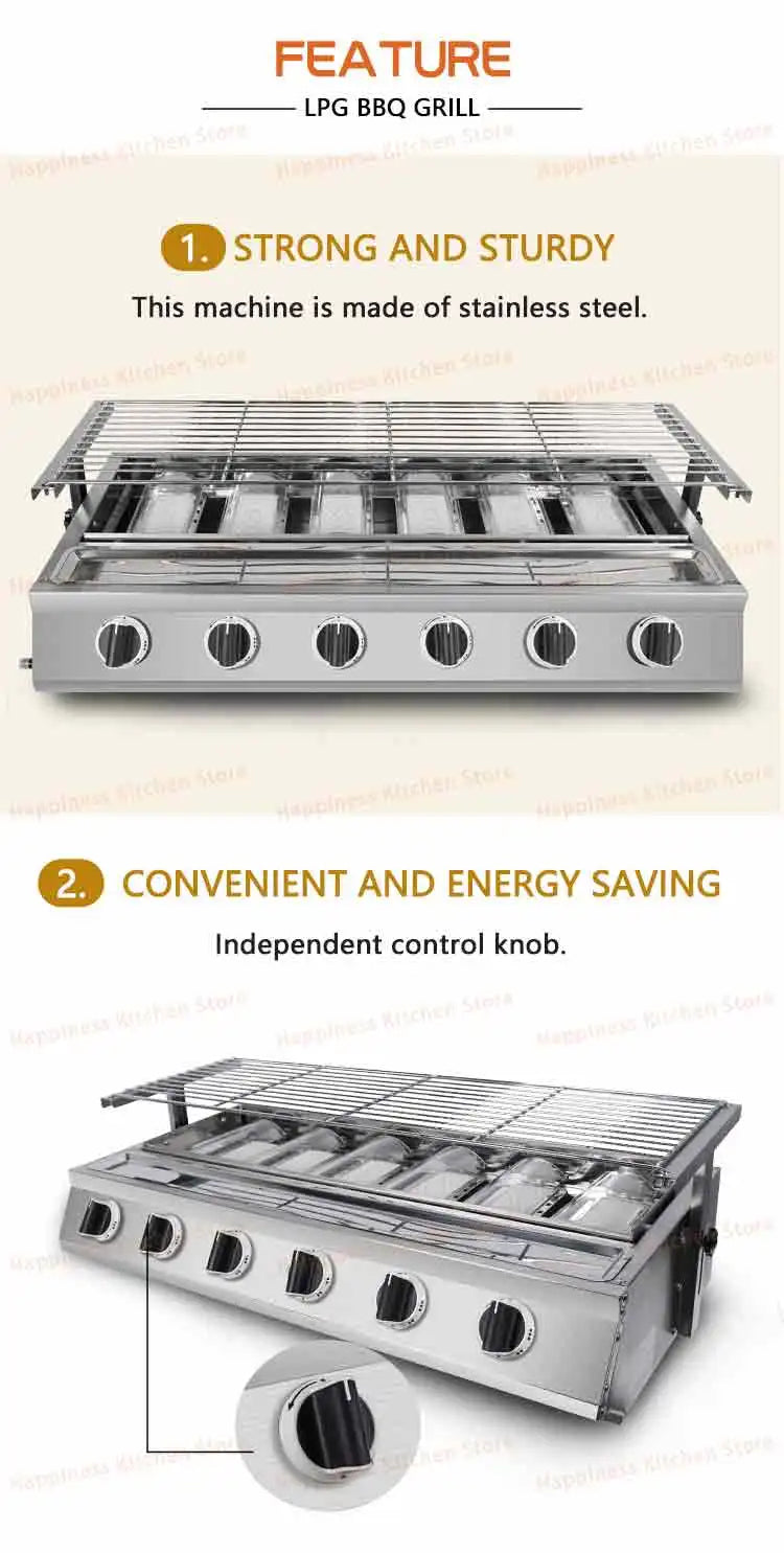 Smokeless Infrared BBQ Grill Stainless Steel Roast Stove Outdoor Barbecue Cooking Oven Glass Cover Adjust Height Hiking Kitchen