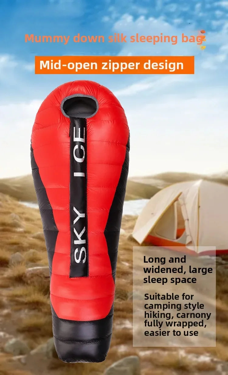 Lightweight Goose Down Double Sleeping Bag Adult Outdoor AllSeason Camping