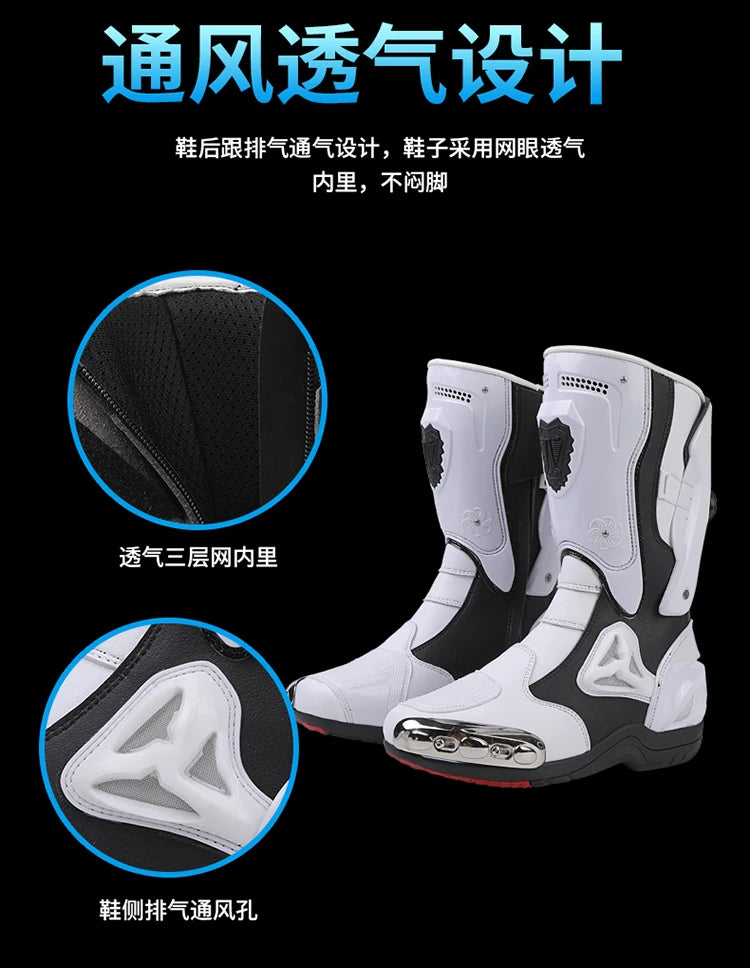 36-47 Leather Motorcycle Boots Men Anti-slip Motorcyclist Shoes Adventure Touring Motocross Bike Boots Motorcycle Accessories