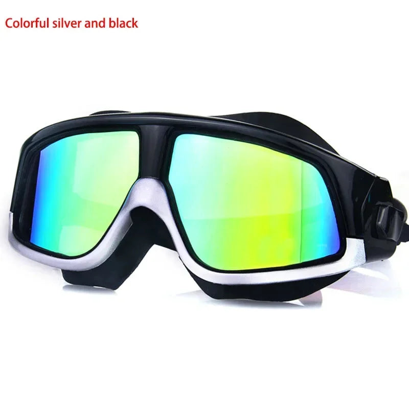 Adjustable Swimming Glasses Women and Men Myopia Waterproof Anti-Fog Goggles Set Acetate Blue Polycarbonate