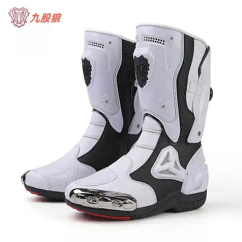 36-47 Leather Motorcycle Boots Men Anti-slip Motorcyclist Shoes Adventure Touring Motocross Bike Boots Motorcycle Accessories