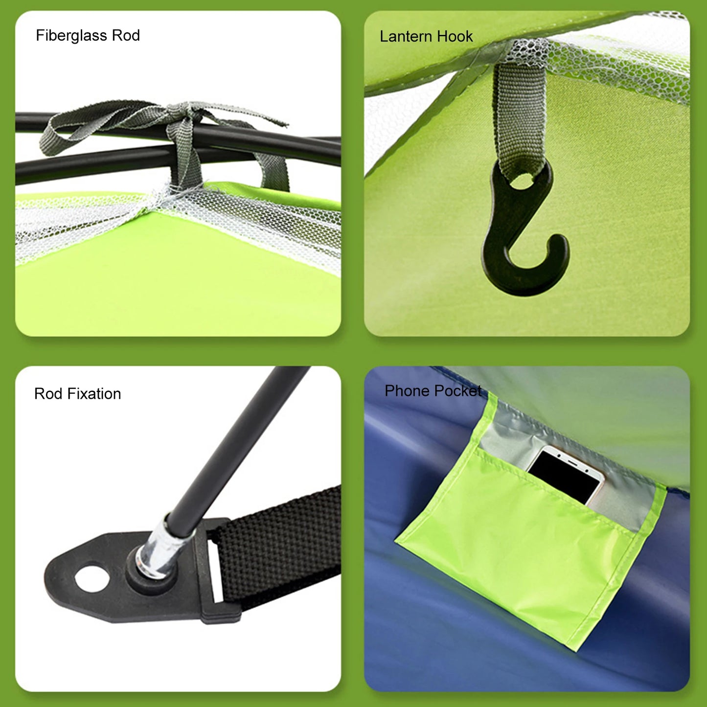 Ultralight Camping Tent Single Layer Portable Hiking Tent Anti-UV Coating For Fishing Backpacking Trip Hiking Parts 1/2 Person