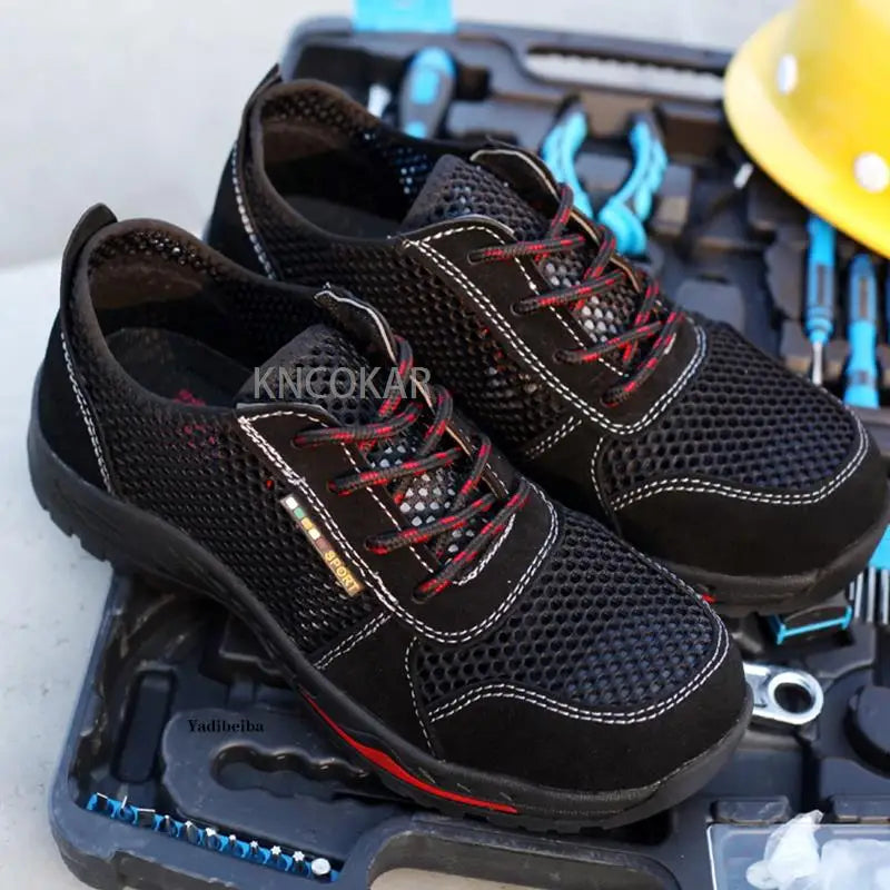 Summer Men Safety Shoes Anti-Smash Indestructible Shoes Breathable Mesh Work Shoes Men Women Work Sneakers Light Steel Toe Shoes
