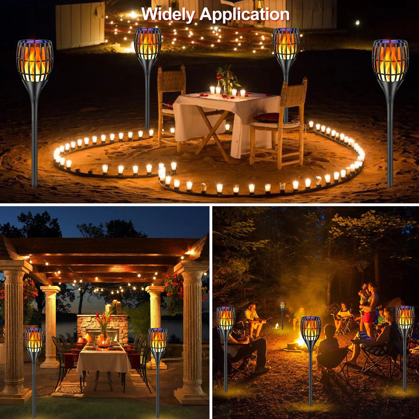 96LED Outdoor Solar Light Vertical Flame Torch Flickering Waterproof Garden Landscape Decorative ProjectionLawn Path Yard Patio