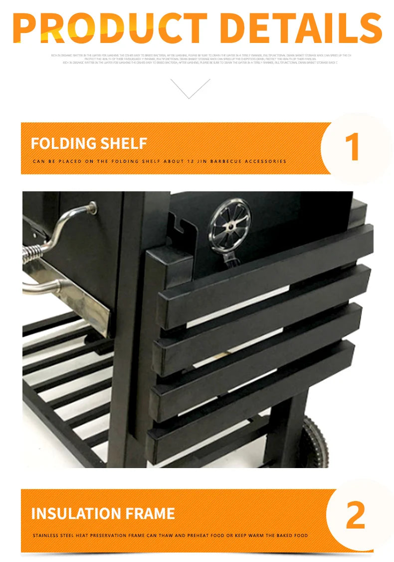 Bbq Table Grill Bbq Outdoor Kitchen Stainless Steel Industrial Grill Square Trolly Charcoal Grill