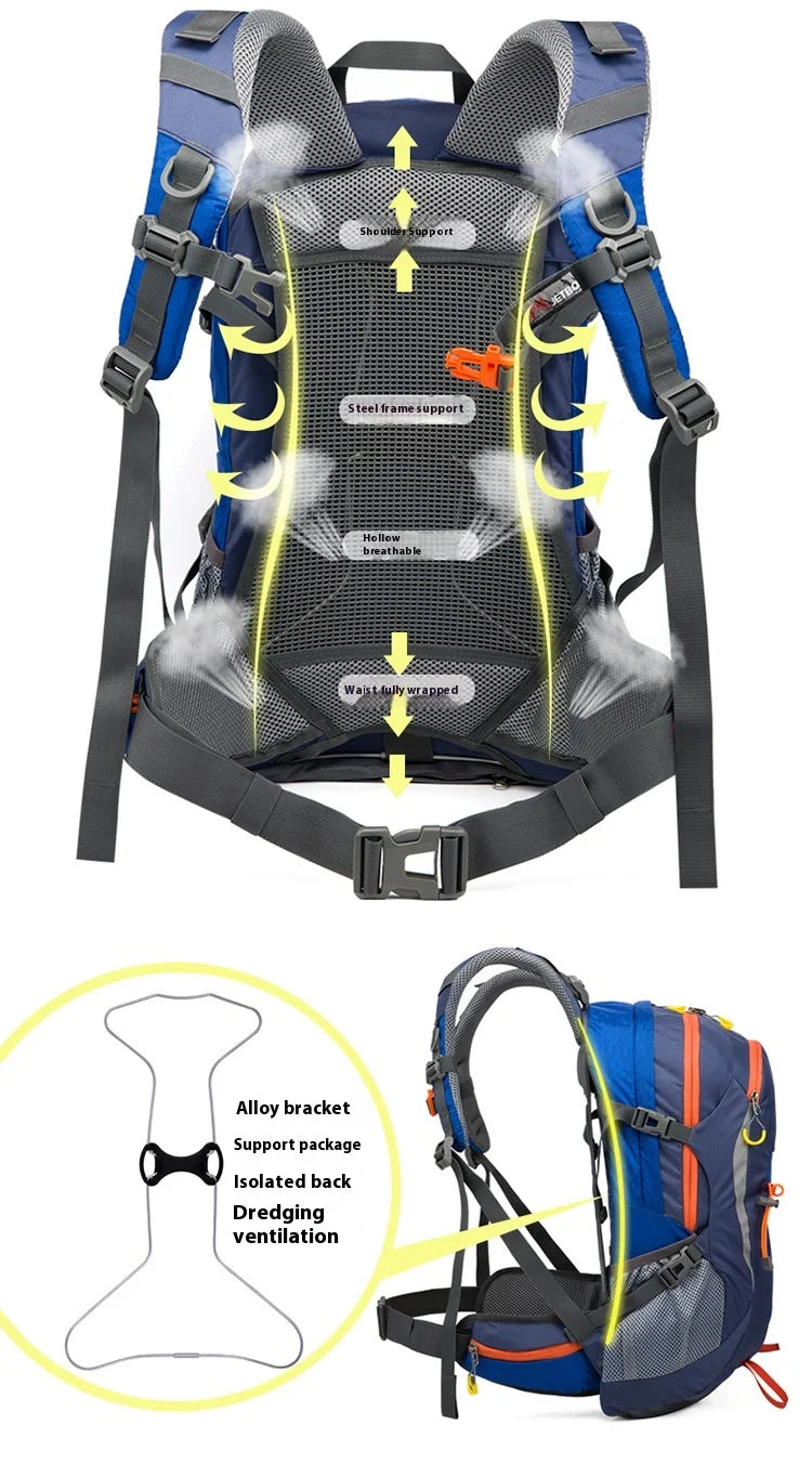 40L Splicing Style Backpack 450D Nylon Travel Bag Men Outdoor Backbag Multifunctional Hiking Mountaineering Backpack