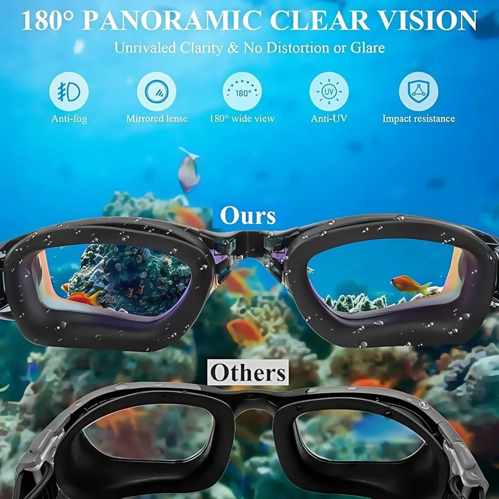 Adult Swimming Goggles with Nose Clip And Earplugs Anti Fog UV Protection Full Face Leak-Proof Swim Goggles for Men And Women