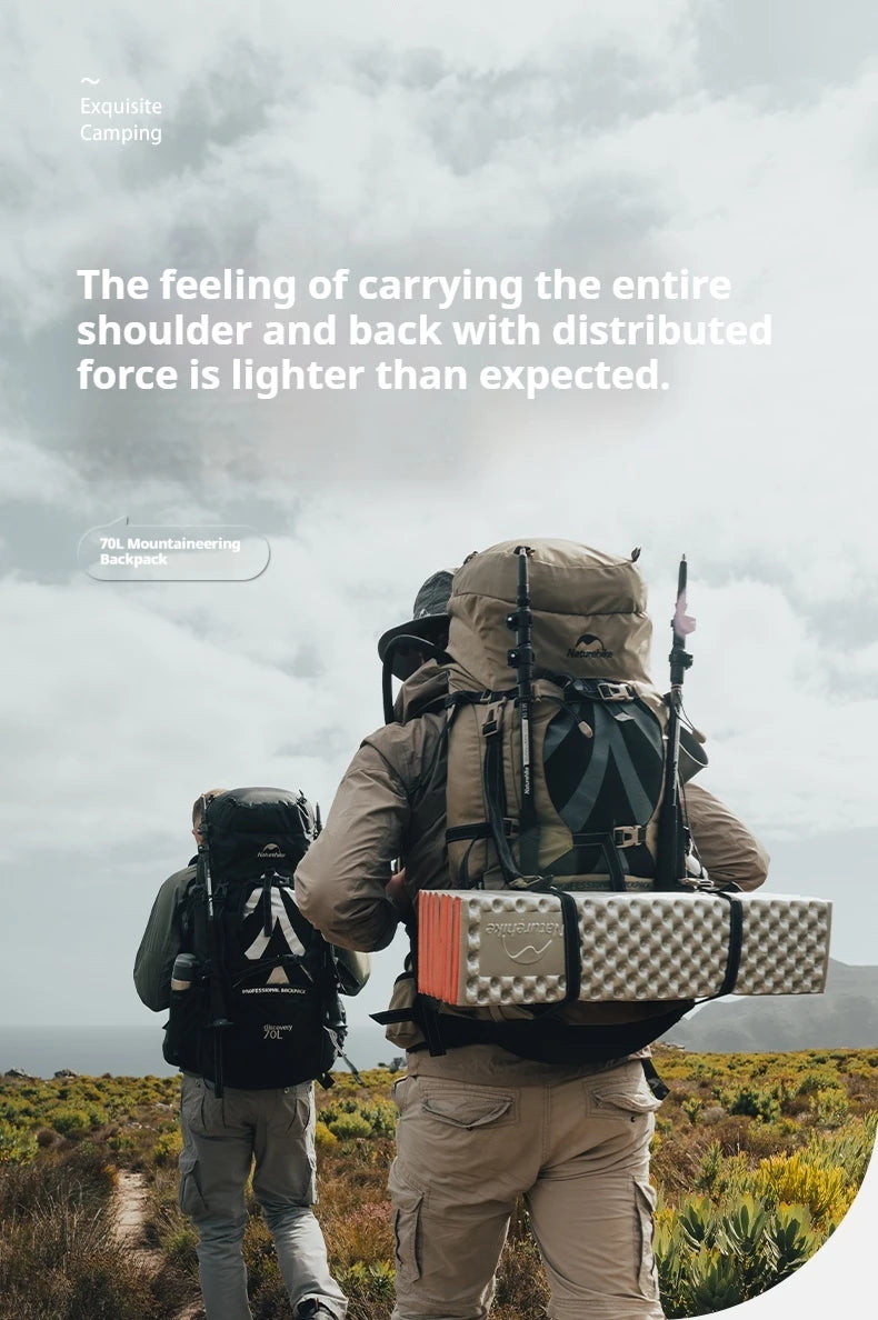 Naturehike 70+5L Backpack Camping Hiking Trekking Backpacking Lightweight Travel Bag With Aluminium Alloy Frame Waterproof Cover