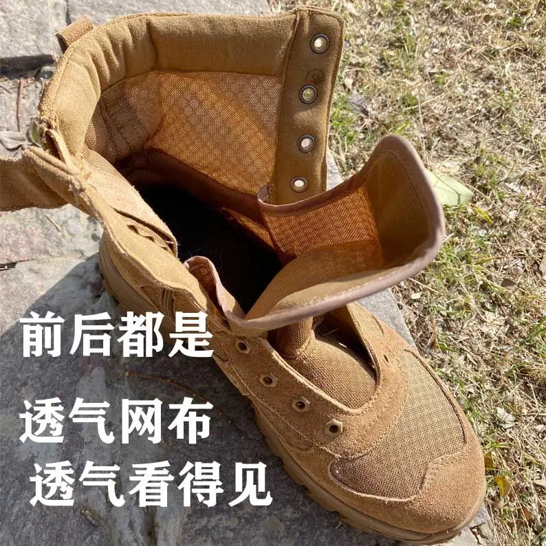 2025 Summer Mesh Breathable Outdoor Men's Ultra-light Wear-resistant High-top Zipper Anti-puncture Desert Mountaineering Boots