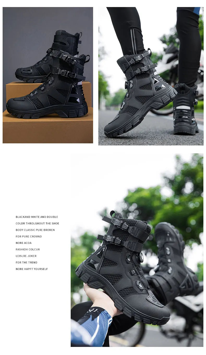 Motorcycle Boots Men's Mid-Calf Motocross Races Protective Boots Outdoor Breathable Non Slip Motos Sports Shoes 1128