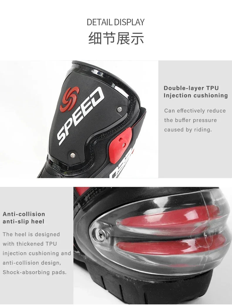 Riding Tribe Men Leather Motorcycle Boots Moto Ridding Racing Motocross Off-Road dirt bike Motorbike Shoes Botas Motor Boot