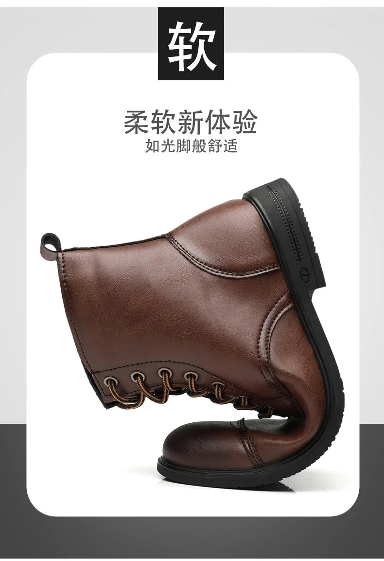 2024 Autumn and Winter New Fashion Pointy Retro Leather Boots High Top British Casual Men's Shoes Large Size 38-48